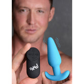 21X Remote Control Vibrating Silicone Butt Plug - Blue